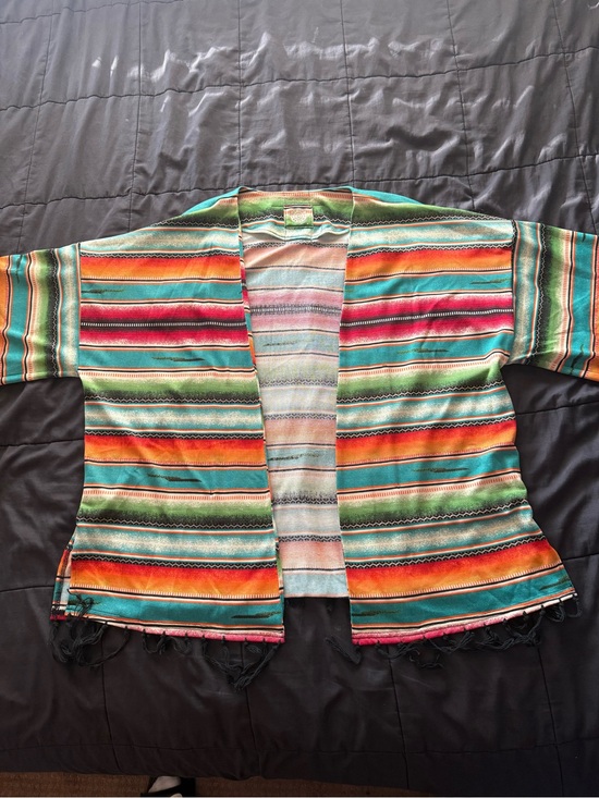 Double D Ranch Tops - Double D Ranch Multicolor Striped Boho Top in Green, Teal, Orange